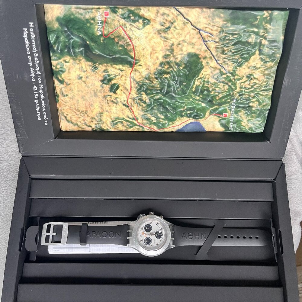 Swatch Irony Diaphane Athens 2004 Olympic Marathon Watch In Presentation Box